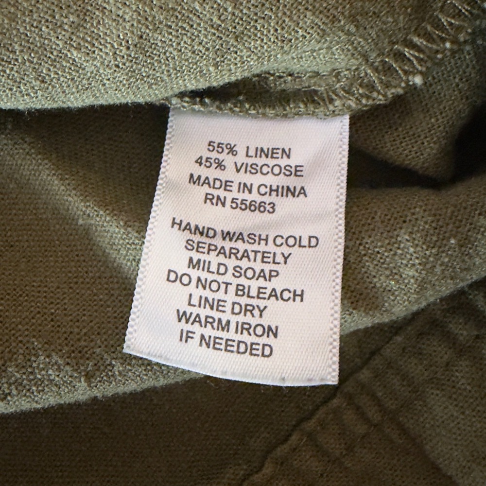 Tahari Linen Blend Green Utility Shirt Jacket Shacket Size 3X Casual Layering - Picture 5 of 8
